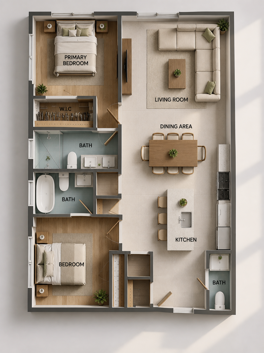 2 Bedroom + Den floor plan