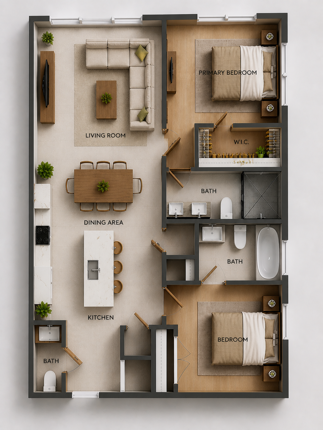 Unit 303 floor plan — 2 bedroom, 2.5 bath, 1,049 SF at AVANT CONDOMINIUM, Arlington VA